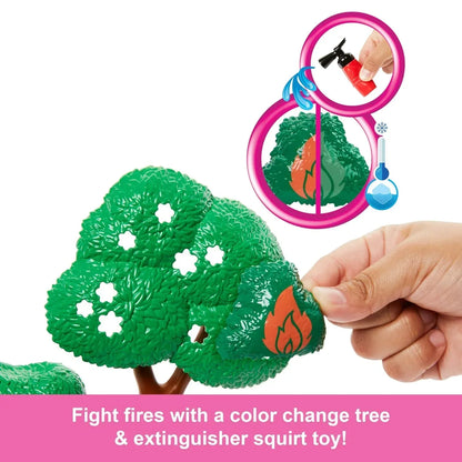 Barbie Careers Firefighter Doll & Playset with Fire Station & Tree, 2 Pets, Color-Change & 10+ Accessories Including Fire Extinguisher Squirt Toy - Jaiman Toys