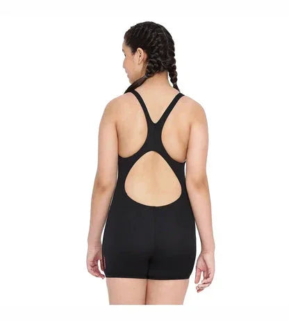 Speedo Girl's Endurance+ Essential Legsuit Swimwear – Black & Raspberry Fill, Size 24 | Chlorine Resistant, Durable & Comfortable - Jaiman Toys