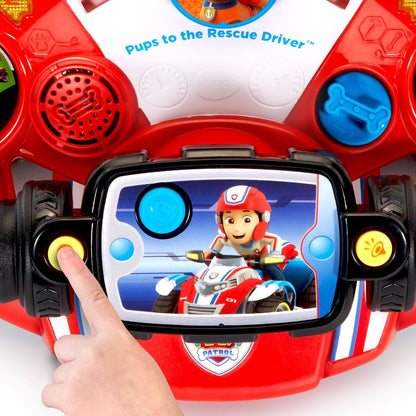 VTech PAW Patrol Pups to the Rescue Driver | Interactive Pretend Driving Dashboard with Lights, Sounds, Character Missions & Educational Learning Toy | Red