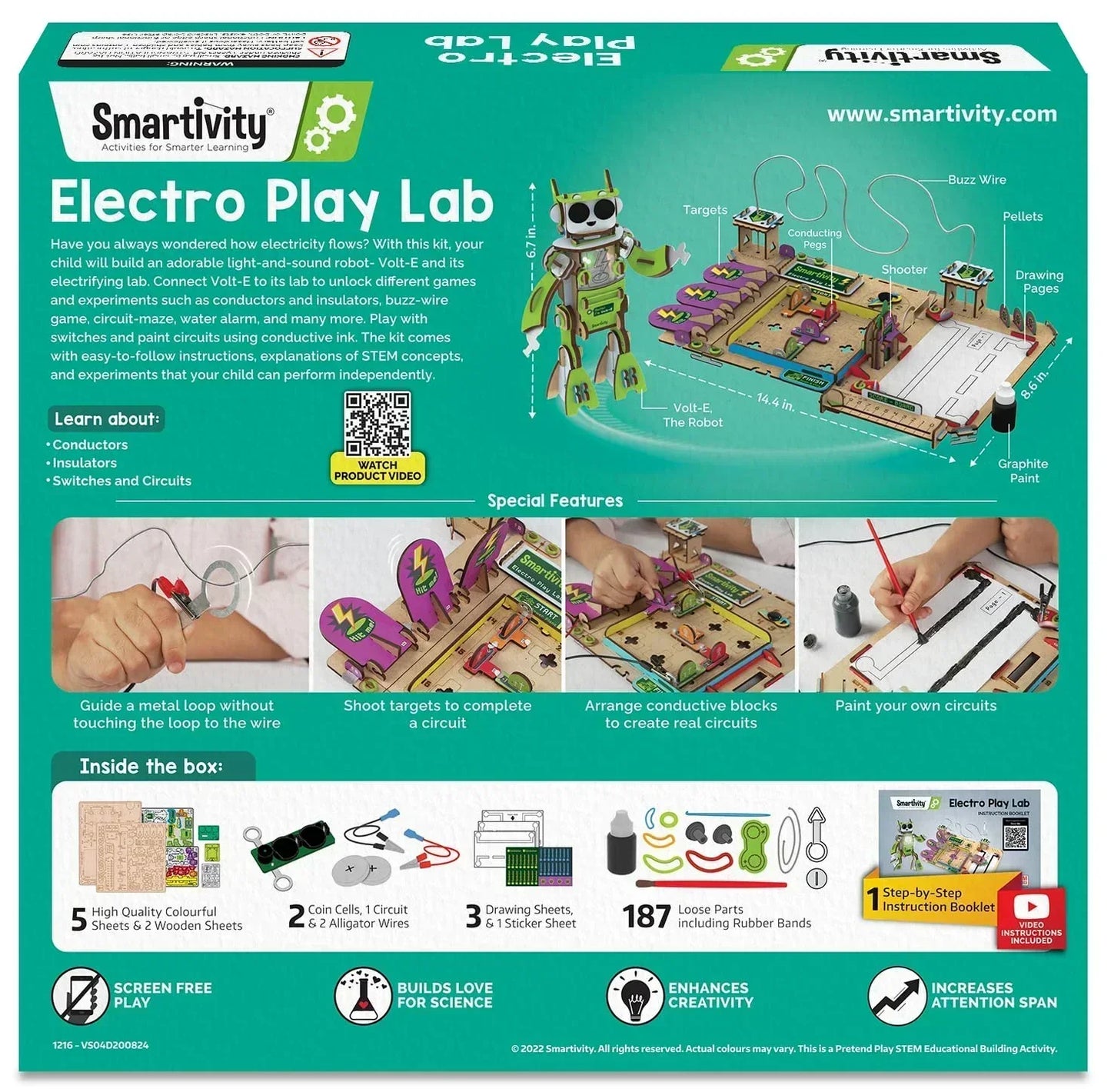 Smartivity Electricity Kit for Kids 8-14 | DIY Circuit & Robot Science Project with Light & Sound - Jaiman Toys