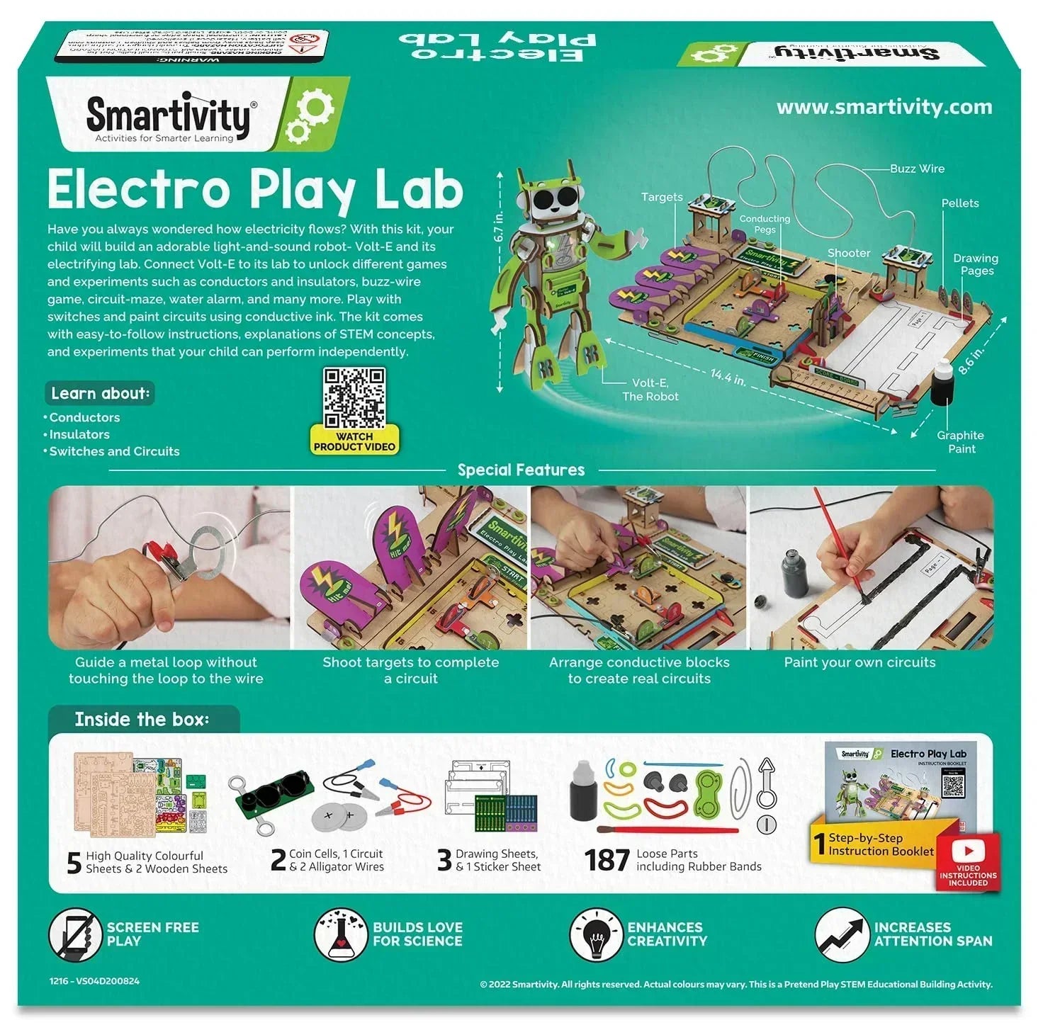 Smartivity Electricity Kit for Kids 8-14 | DIY Circuit & Robot Science Project with Light & Sound - Jaiman Toys
