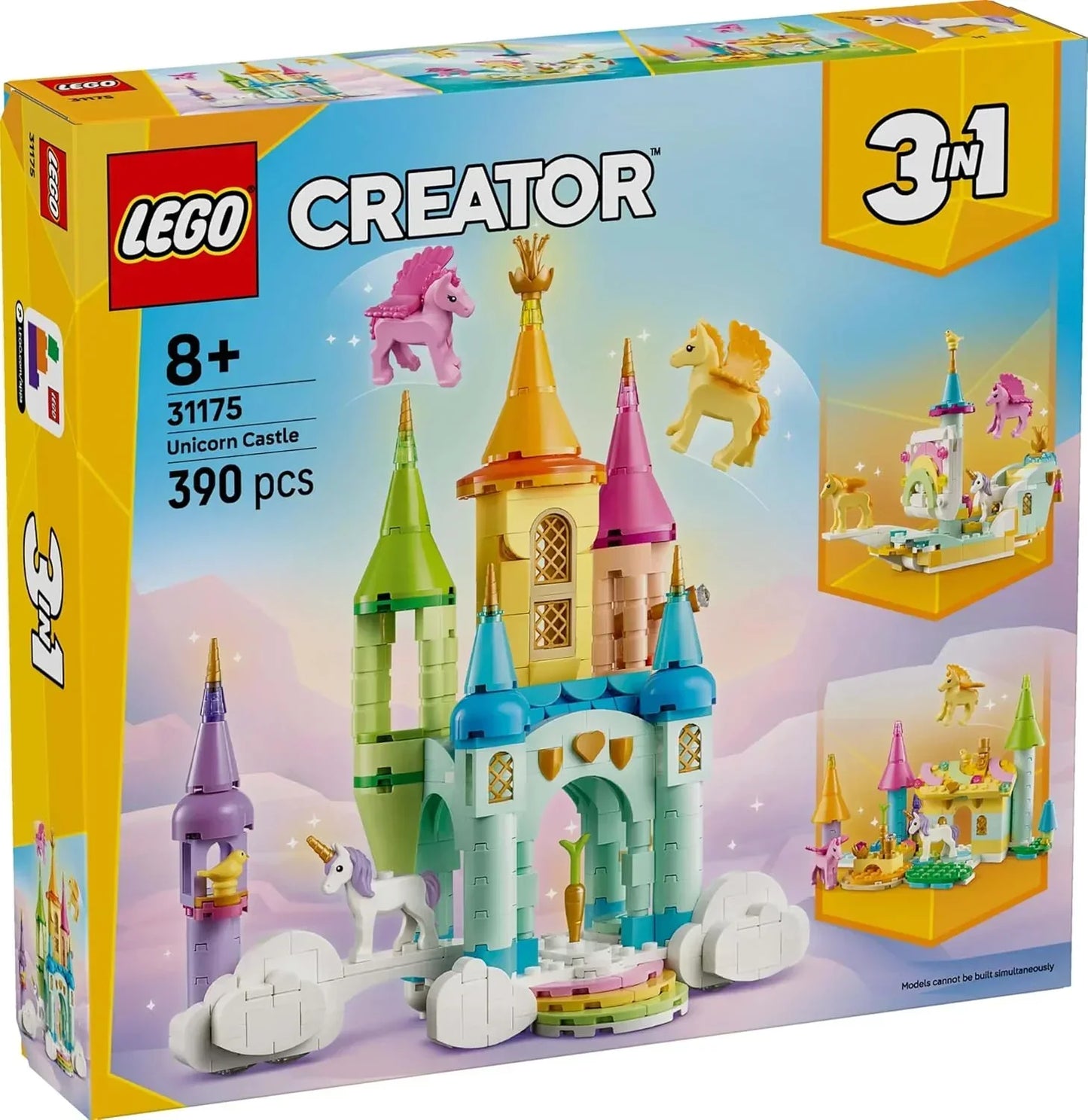 LEGO 31175 Creator 3-in-1 Unicorn Castle   390-Piece Fantasy Build with Unicorn & Pegasus Figures, 8Years+