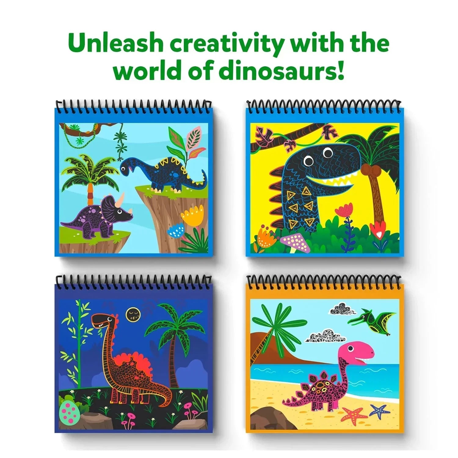 Skillmatics Magical Scratch Art Book for Kids - Dinosaurs, Craft Kits & Supplies, DIY Activity & Stickers, Gifts for Toddlers, Girls & Boys Ages 3, 4, 5, 6, 7, 8, Travel Toys - Jaiman Toys