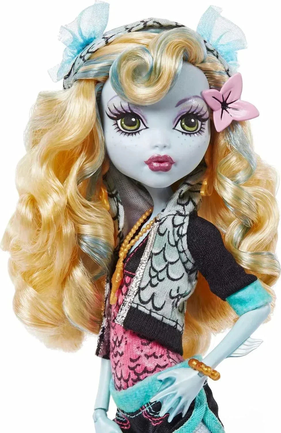 Monster High Lagoona Blue Reproduction Doll (10.5 in) Wearing Original Fashion &amp; Shoes, with Pet, Doll Stand &amp; Accessories, Gift for Collectors - Jaiman Toys