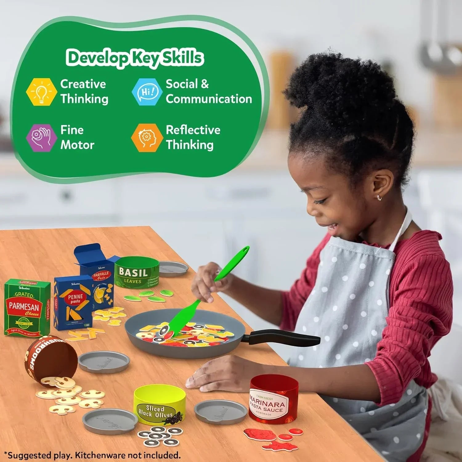 Skillmatics Pretend Play Pasta Set - 11 Containers, 120+ Play Food Items for Child's Play, Back-to-School Play Kitchen Accessories, Toy Kitchen, Gifts for Kids & Toddlers Ages 3, 4, 5, 6, 7 - Jaiman Toys