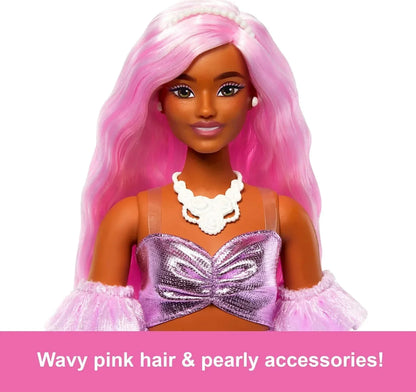 Barbie Deluxe Style Doll #1 in Barbiecore Outfit, Pink Hair and Glossy Pink Dress with Accessories Like Velvet Gloves, Money Purse, and More - Jaiman Toys