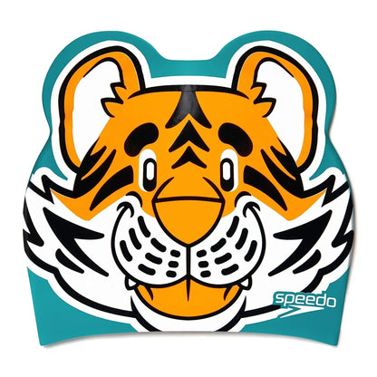 Speedo Unisex Kids Tiger Print Swim Cap for Tots - Boys and Girls - Orange & Green - Jaiman Toys