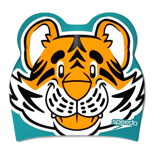 Speedo Unisex Kids Tiger Print Swim Cap for Tots - Boys and Girls - Orange & Green - Jaiman Toys
