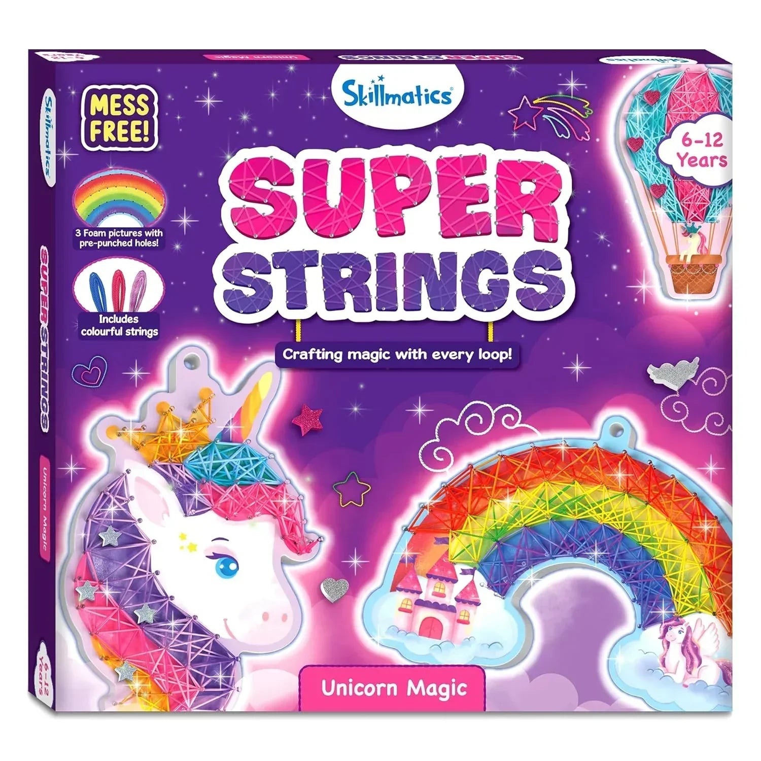 Skillmatics Art & Craft Activity - Super Strings Unicorn Magic, Mess-Free Art for Kids, Craft Kits & Supplies, DIY Creative Activity, Gifts for Girls & Boys Ages 6, 7, 8, 9, 10, 11, 12 - Jaiman Toys