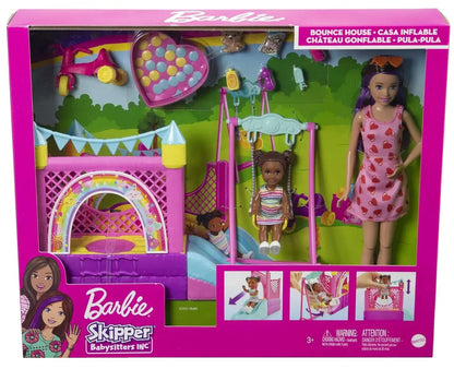 Barbie Skipper™ Babysitters Inc.™ Bounce House Playset with Skipper™ Babysitter Doll, Toddler Doll, Swing & Accessories, Toy for 3 Year Olds & Up - Jaiman Toys