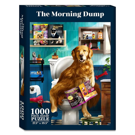 Jigsaw Puzzles for Adults and Families: The Morning Dump, 1000 Piece Puzzle, Brain-Boosting Fun for Ages 15+, Gifts for Dog Lovers (27.5" x 19.5") - Jaiman Toys