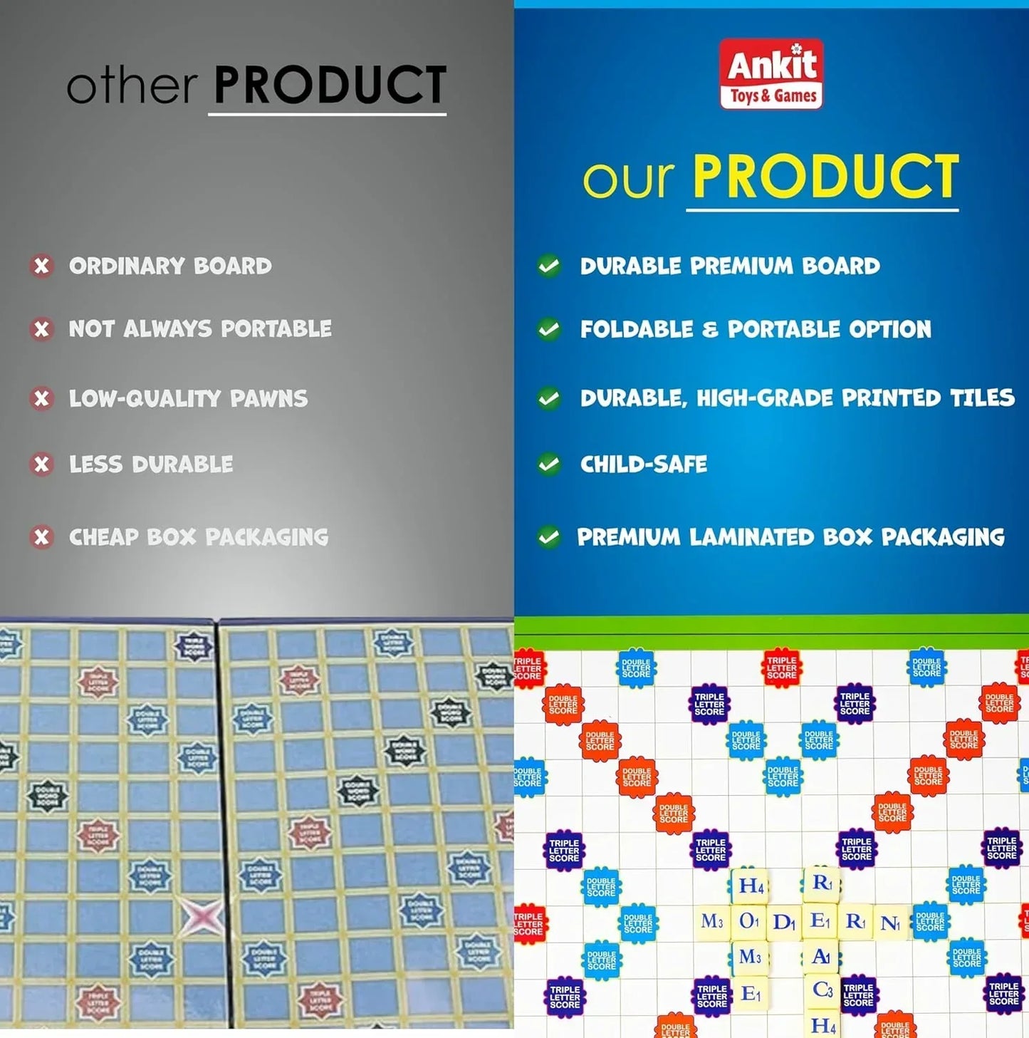 Ankit Toys Crossword Board Game – 38×38 cm Word-Building Game for Kids & Families