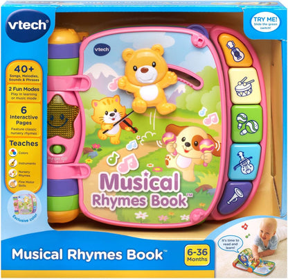 VTech Musical Rhymes Book | Interactive Learning Book with Songs, Lights, Instrument Buttons & Nursery Rhymes | Pink