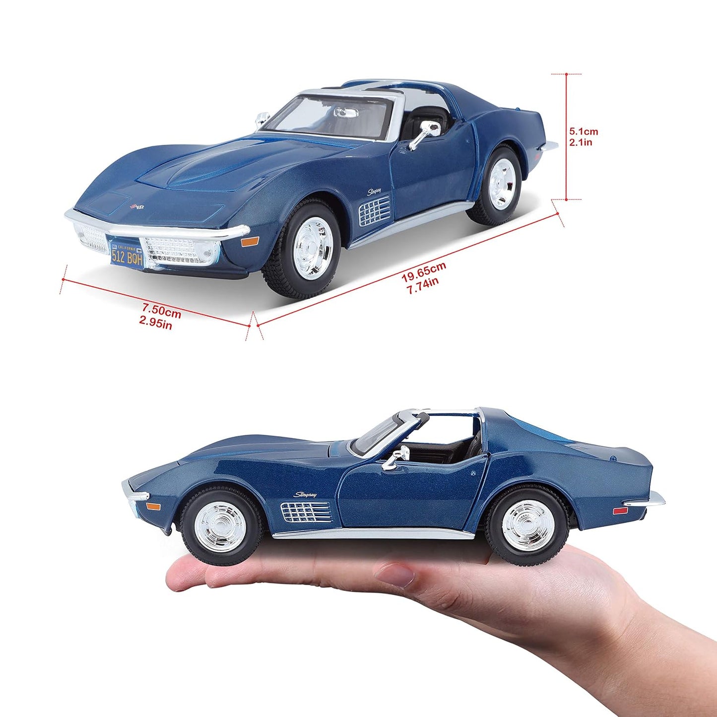 Maisto 1:24 1970 Chevrolet Corvette Stingray Die-Cast Model Car | Collector's Collection | Blue