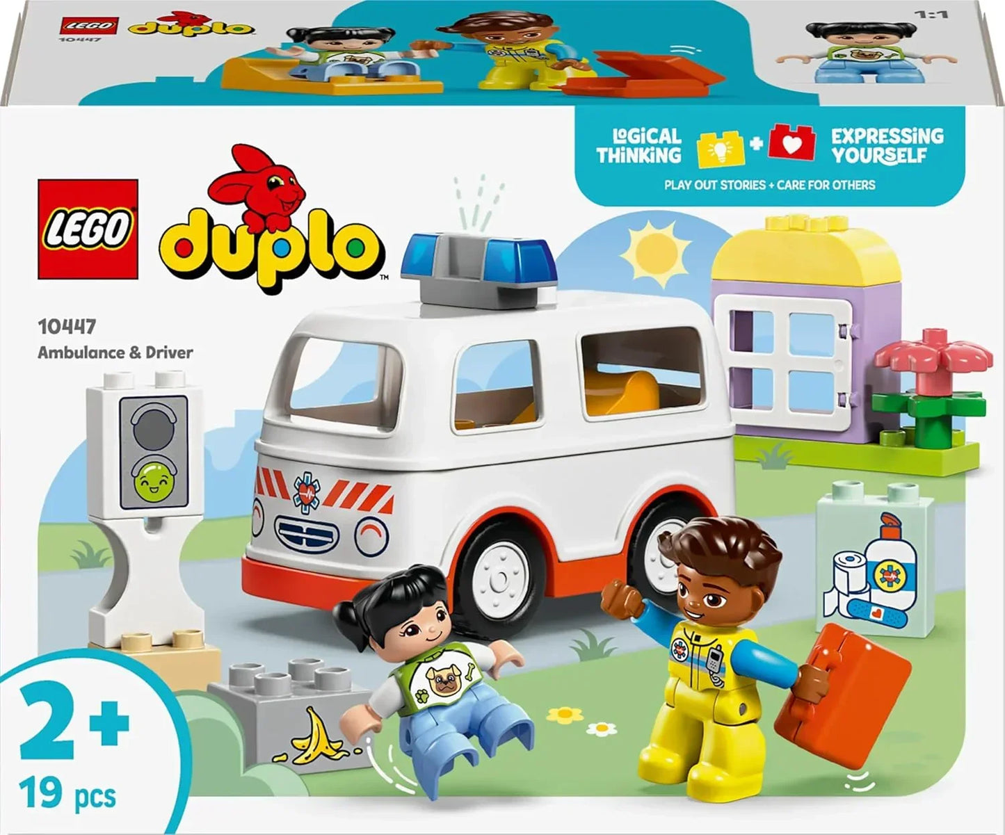 LEGO DUPLO 10447 Ambulance & Driver Set, Educational Montessori Toy for 2 Plus Year Old Toddlers, Boys & Girls, Great for Creative Play, Develops Logical Thinking, Role-Play and Fine Motor Skills