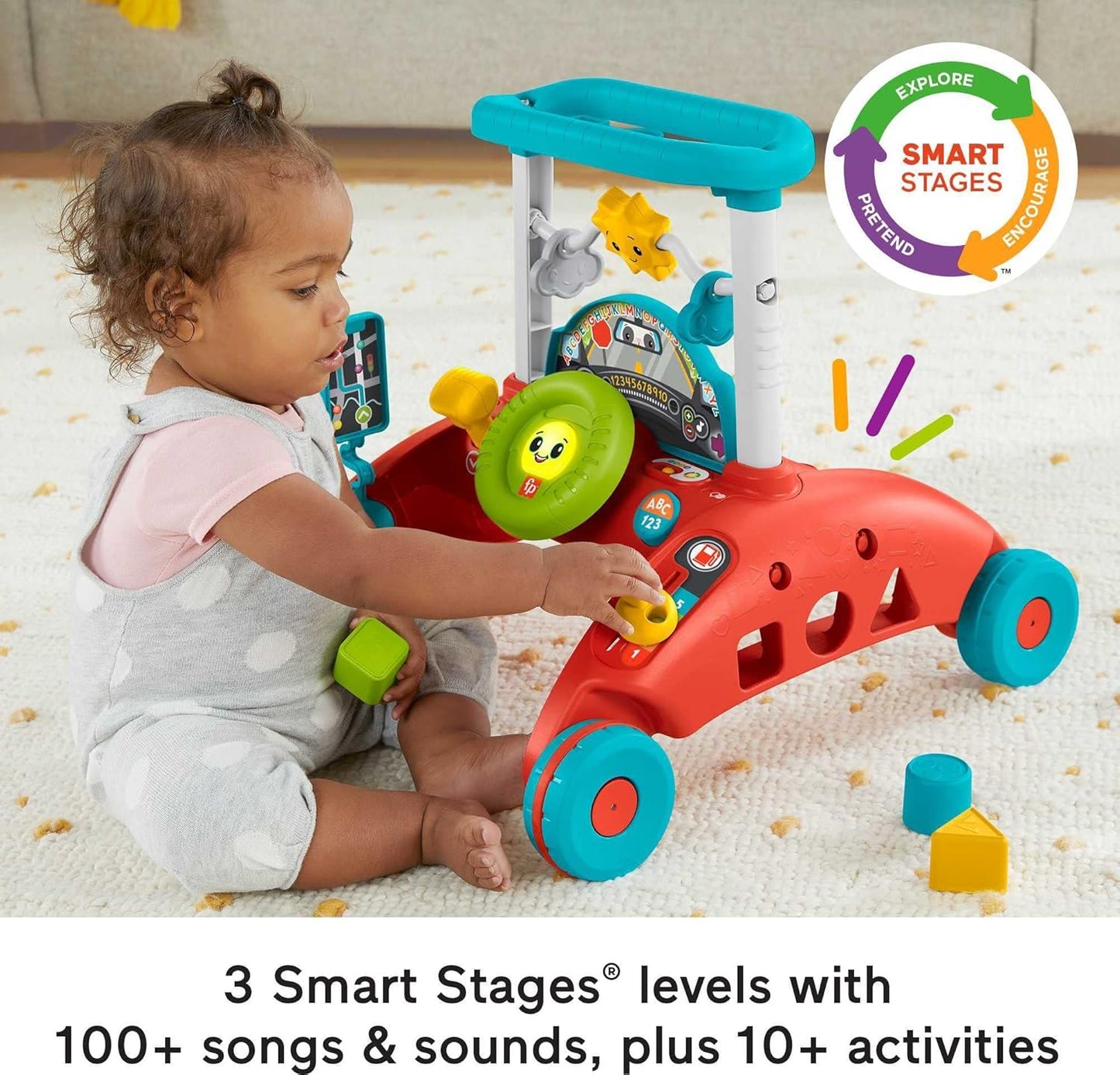Fisher-Price 2-Sided Steady Speed Baby Walker – Sit-to-Stand Learning Walker with Lights & Sounds (6–36 Months)