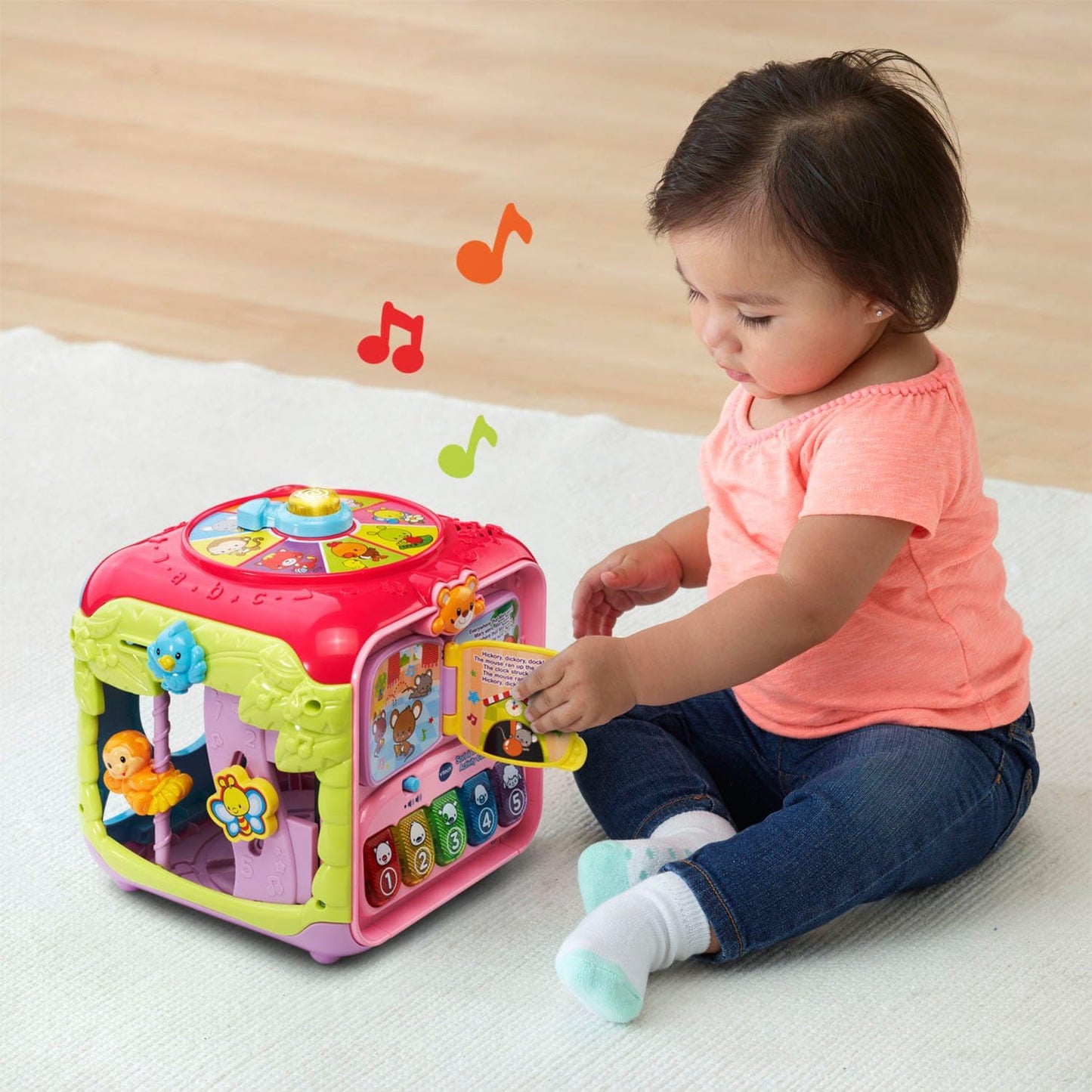 VTech Sort & Discover Activity Cube Interactive Learning Toy with Shape Sorter, Lights, Sounds & Music | Pink
