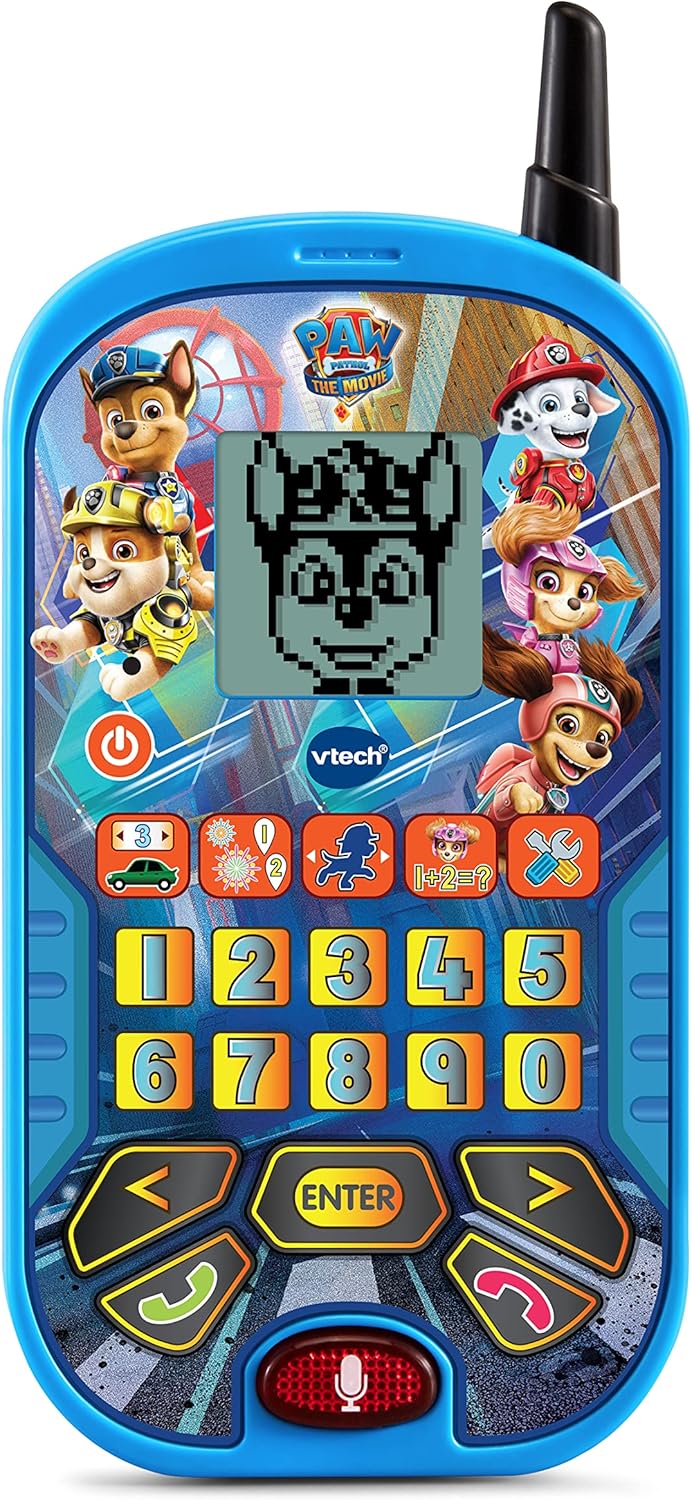 VTech PAW Patrol: The Movie Learning Phone, Blue | Interactive Educational Toy Phone with Voice Chat, 4 Learning Activities & Character Buttons for Kids