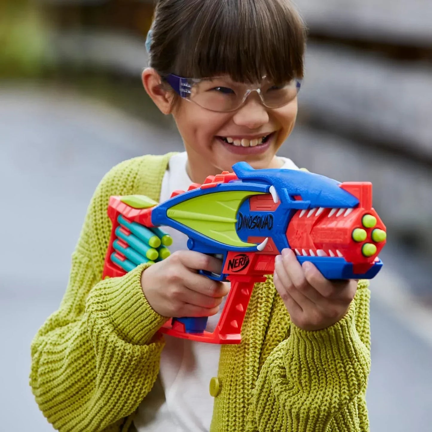 Nerf Dinosquad Terrodak, 4 Dart Blasting, Dart Storage, 12 Nerf Elite Darts, Dinosaur Design, Toy Foam Nerf Blaster for Kids - Jaiman Toys