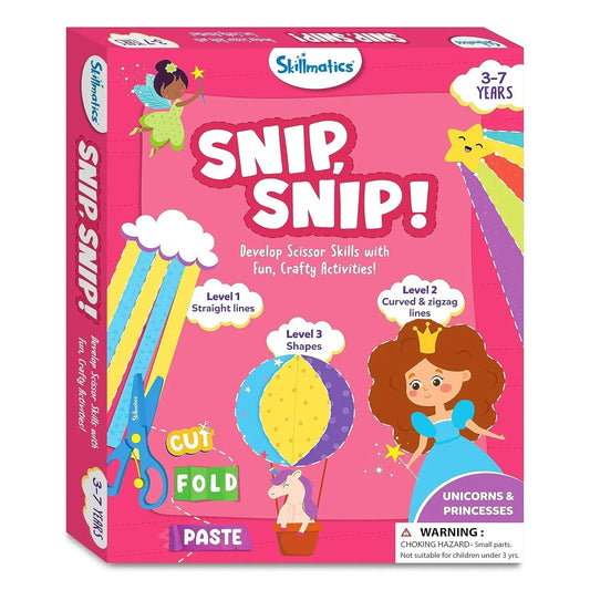 Skillmatics Art & Craft Kit - Snip, Snip Unicorns & Princesses Book, Practice Scissor Skills with 25 DIY Activities, Gifts for Kids Ages 3, 4, 5, 6, 7 - Paper, Multicolor - Jaiman Toys