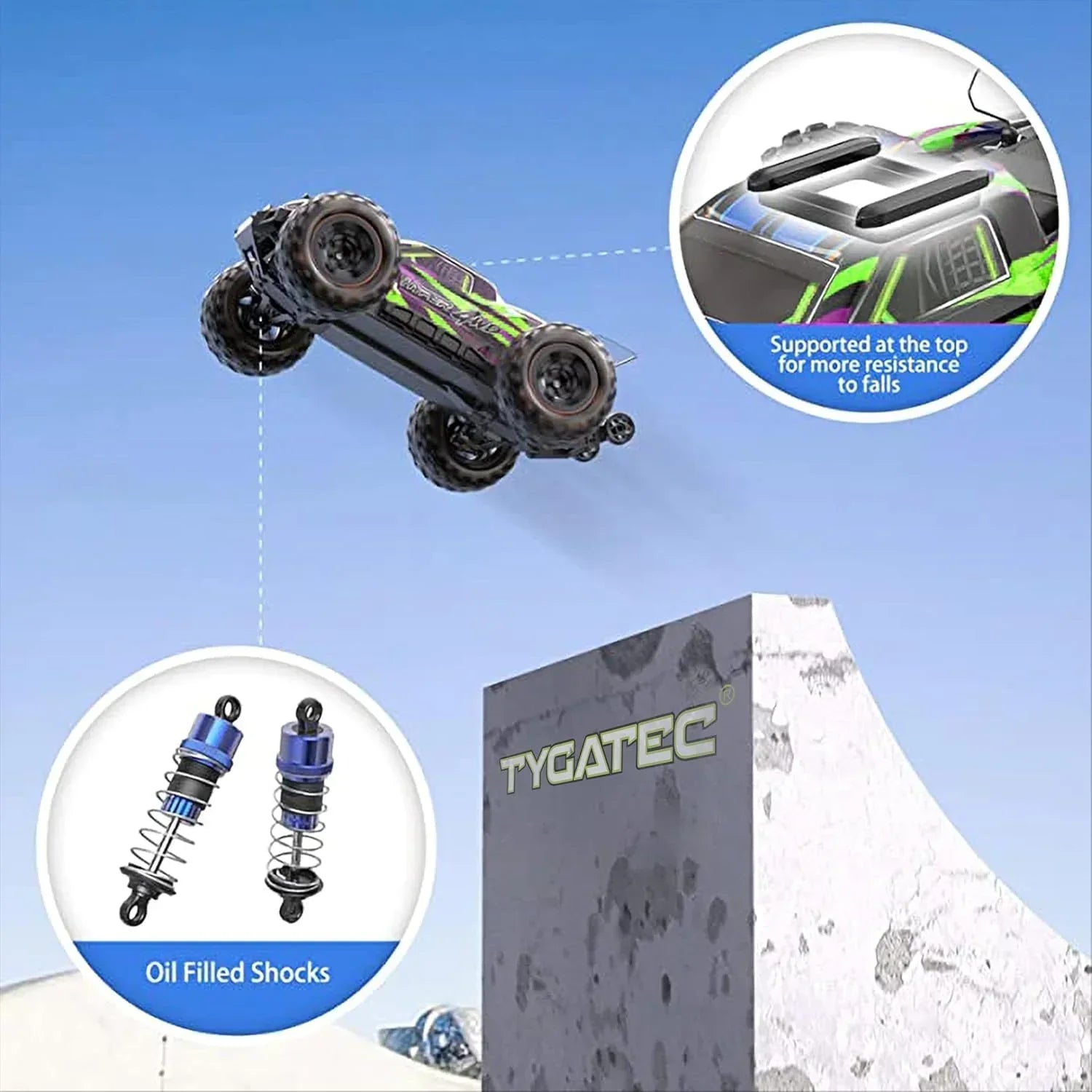 Tygatec 1:16 All Terrain Supersonic Rc Car, 45 Kph High Speed Remote Control Car with 2.4 Ghz Control, Electric Vehicle Off-Road Truck, 4X4 Wheel Drive : Hobby Car - Jaiman Toys