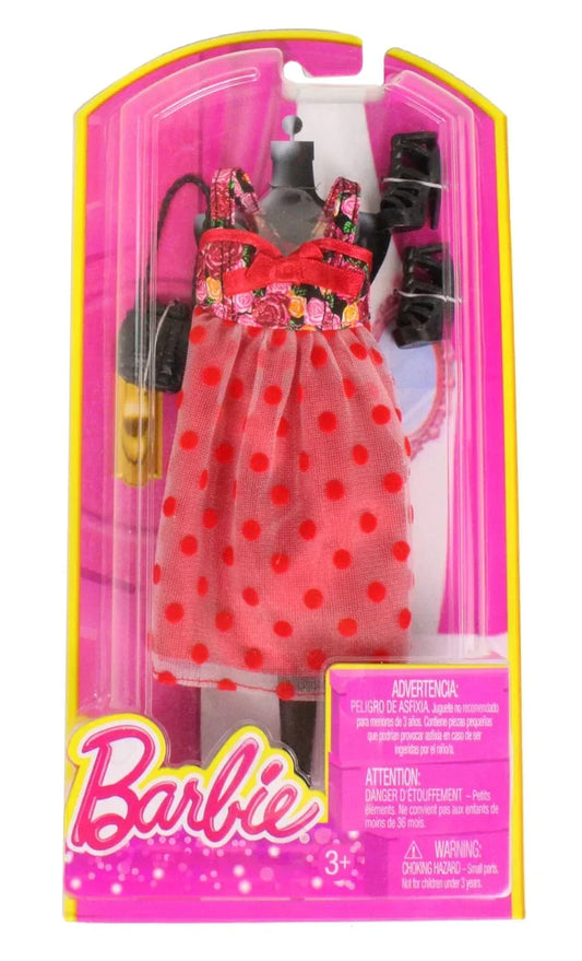 Barbie Dress Up Rose and Polka Dot Dress with Fashion Accessories - Jaiman Toys