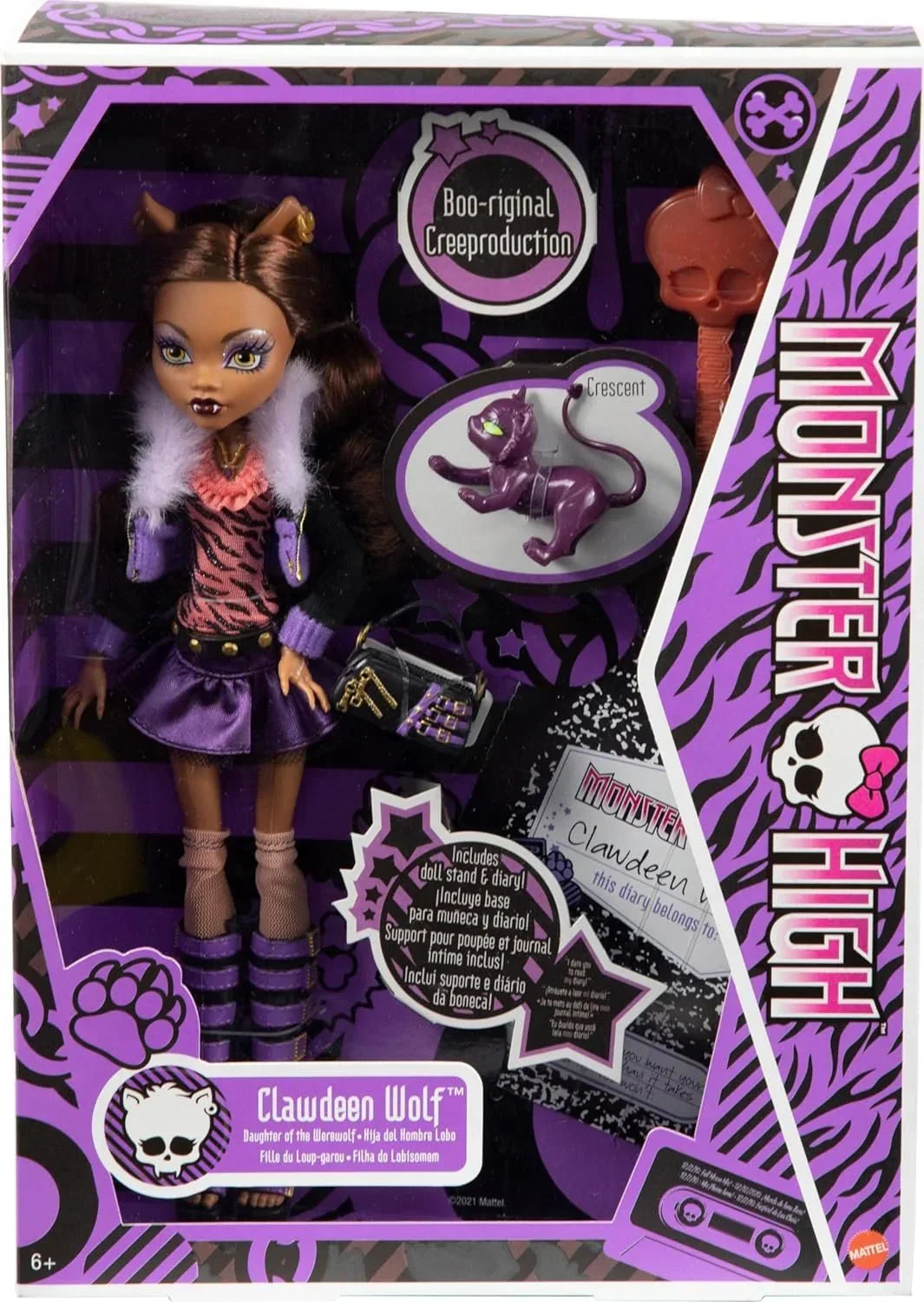 Monster High Clawdeen Wolf Reproduction Doll (10.5 in) Wearing Original Fashion &amp; Shoes, with Pet, Doll Stand &amp; Accessories, Gift for Collectors - Jaiman Toys
