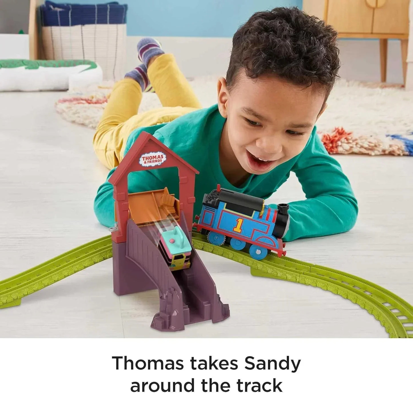 Thomas Friends Motorized Toy Train Set Fix em Up Friends with Carly the Crane, Sandy the Rail Speeder Thomas for Preschool Kids Ages 3 Years-HDY58