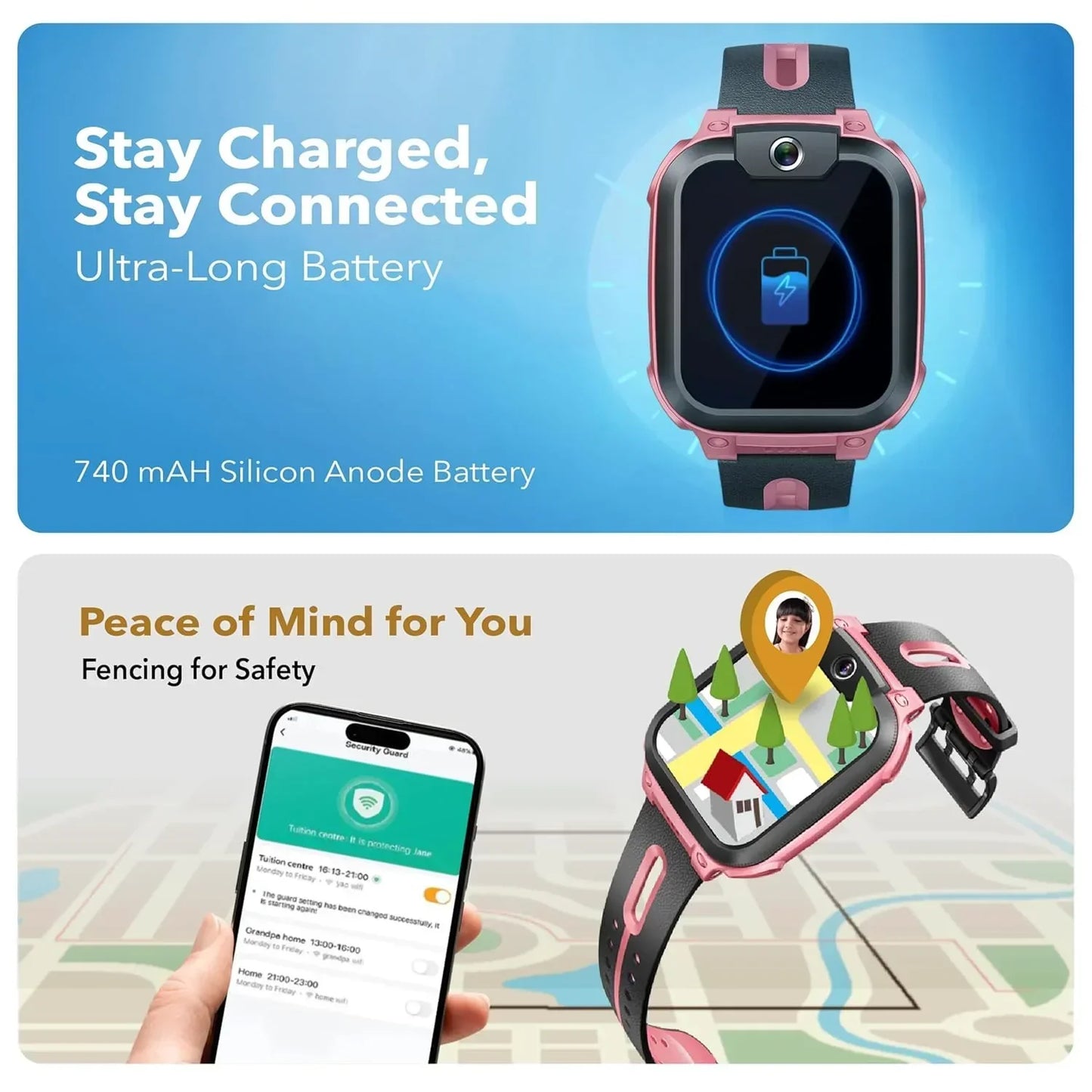 IMOO Kids Phone Watch Z1 – Kids Smart Watch with GPS Tracker, 4G Video & Voice Calls, Advanced Parental Controls, Durable Quality with IPX8 Water Resistance, SOS, for Kids (Grapefruit Red) - Jaiman Toys