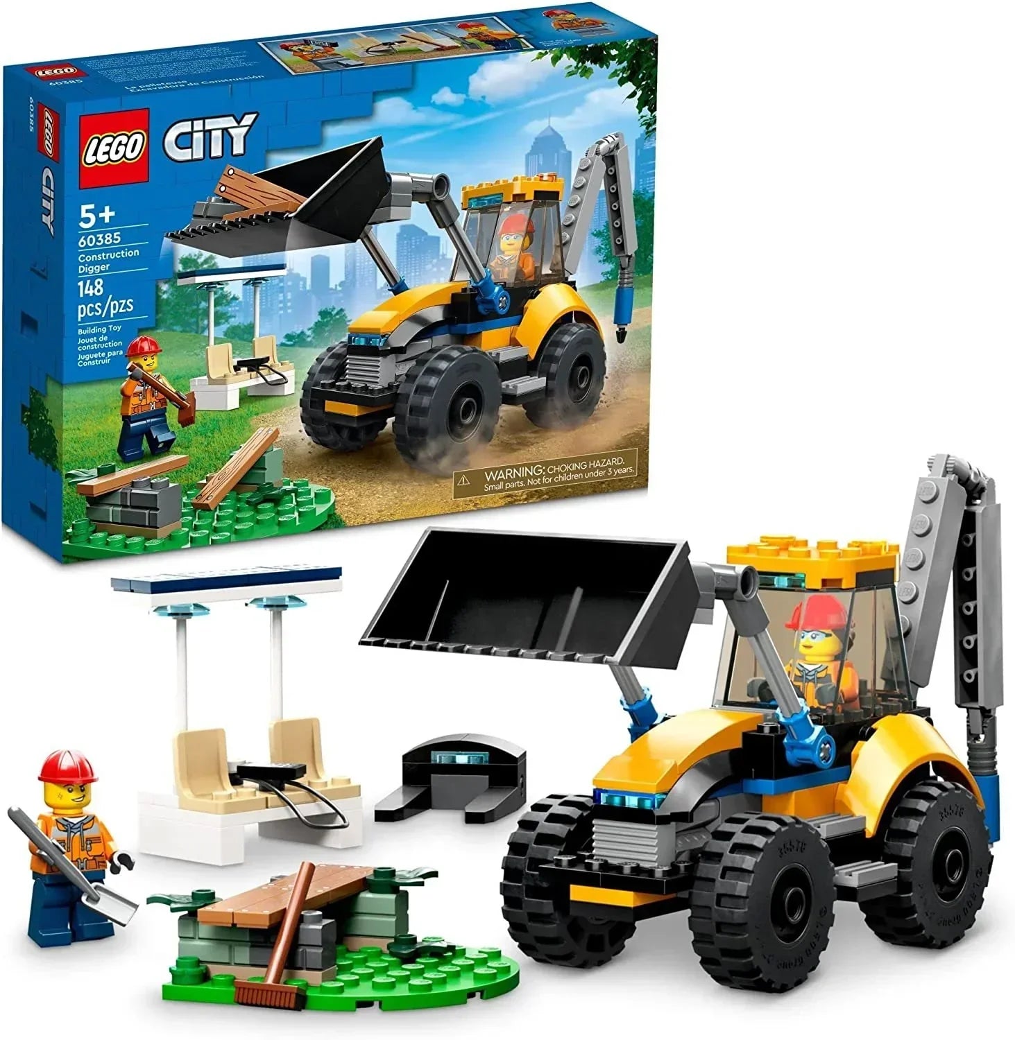 LEGO 60385 Construction Digger Excavator Toy ; Vehicle Building Set - Jaiman Toys
