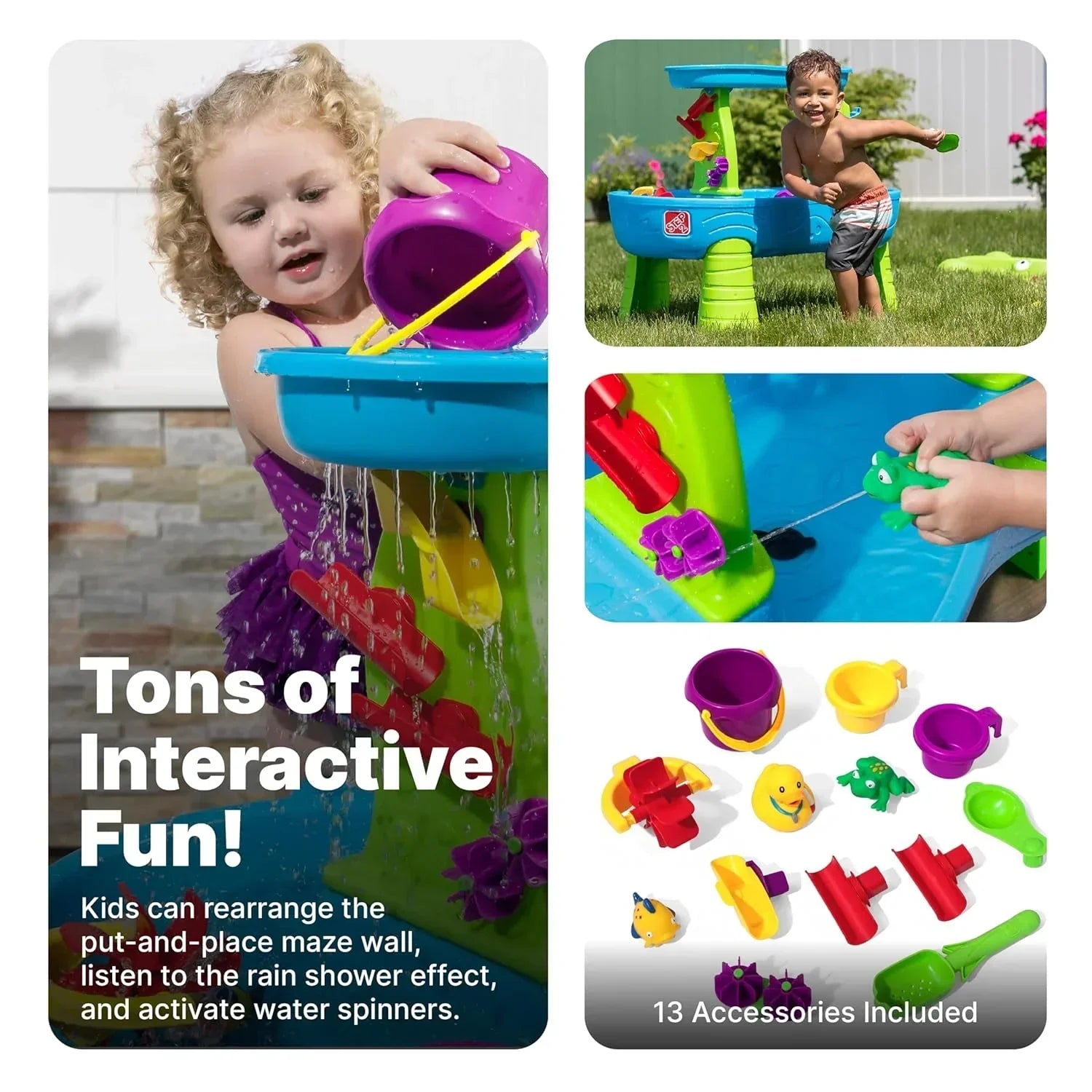 Step2 Rain Showers Splash Pond Water Table – Kids Water Play with Accessories - Jaiman Toys