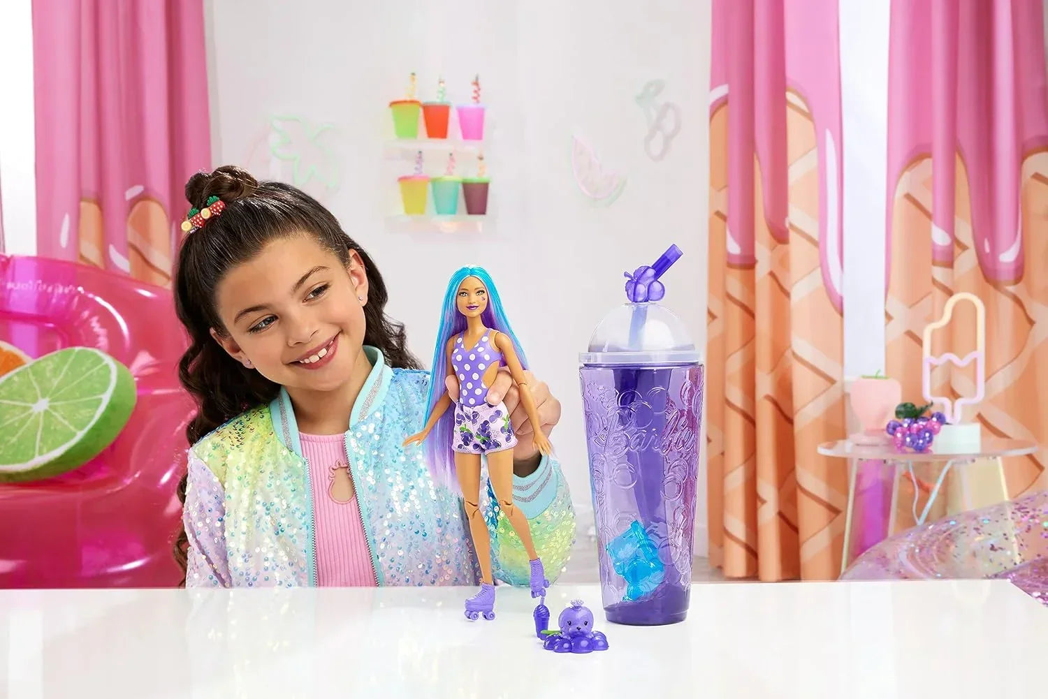 Mattel - Barbie Pop Reveal Fruit Series Barbie Grape Fizz Doll, Scent & Color Change - Jaiman Toys