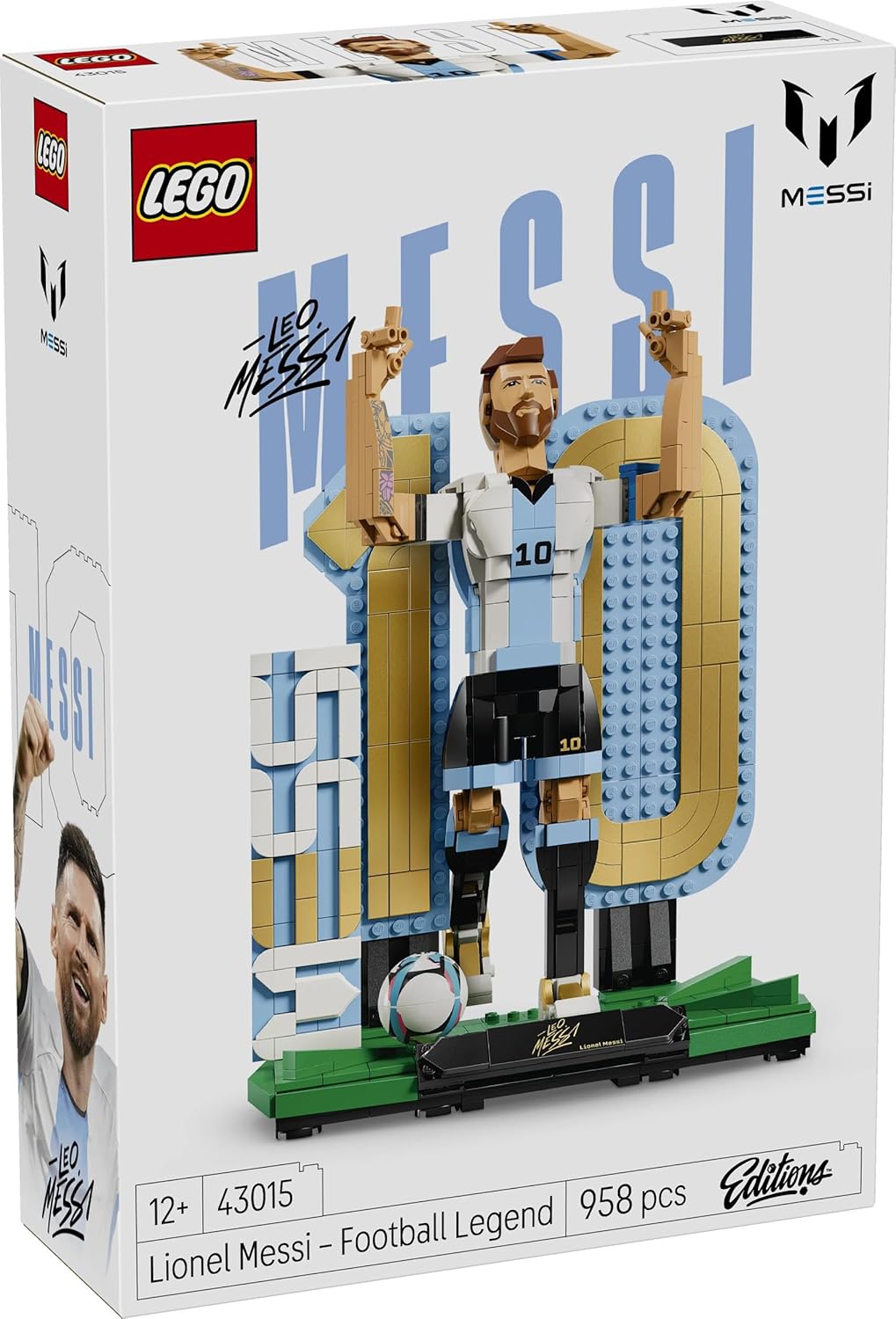 LEGO 43015 Editions Lionel Messi – Soccer Legend Building Set | Football Collectible Display Model for Kids & Fans