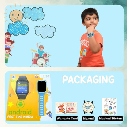 SPIKY Android 4G Video Calling Kids Smartwatch with Built in Jarvis AI | GPS Location Tracking | SOS, Water Resistant, 800 mah Super Battery | Suitable for 4 to 14 Years Kids- 3 colors
