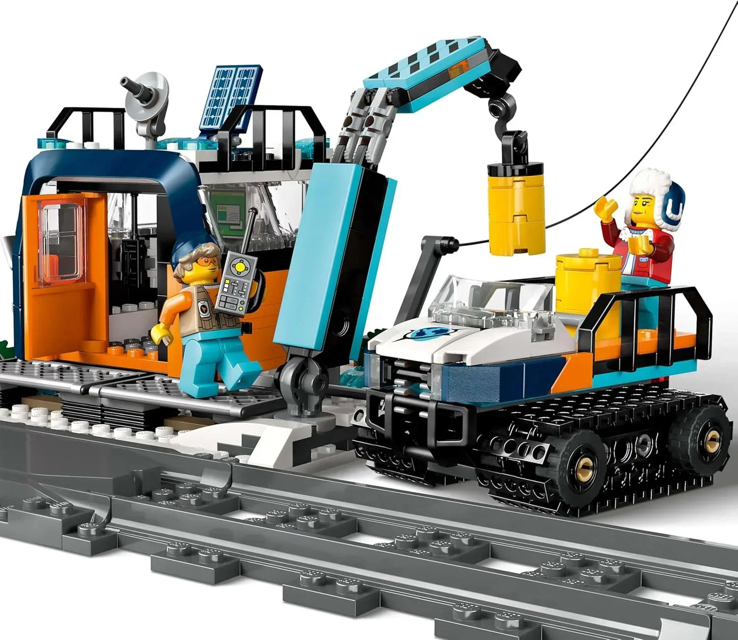 LEGO City 60470 Explorers’ Arctic Polar Express Train Set - Incl. a Remote-Controlled Train Toy, Snowplough, 22 Track Pieces & 6 Minifigures, Plus a Rockfall Function - Gift for 7+ Year Old Boys
