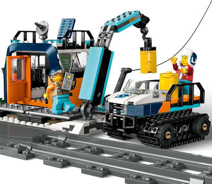 LEGO City 60470 Explorers’ Arctic Polar Express Train Set - Incl. a Remote-Controlled Train Toy, Snowplough, 22 Track Pieces & 6 Minifigures, Plus a Rockfall Function - Gift for 7+ Year Old Boys