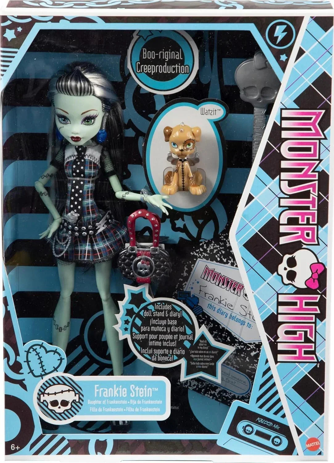 Monster High Frankie Stein Reproduction Doll (10.5 in) Wearing Original Fashion &amp; Shoes, with Pet, Doll Stand &amp; Accessories, Gift for Collectors - Jaiman Toys