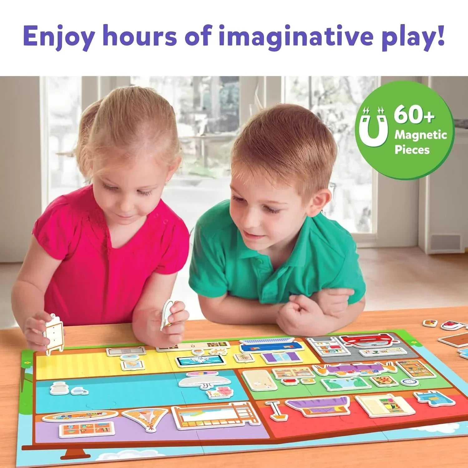 Skillmatics Creative Toy Magnetopia - Design Your Home, Interactive Pretend Play Set for Kids, Toddlers, 60+ Magnetic Pieces, Preschool Learning Game, Gifts for Girls & Boys Ages 3, 4, 5, 6, 7 - Jaiman Toys
