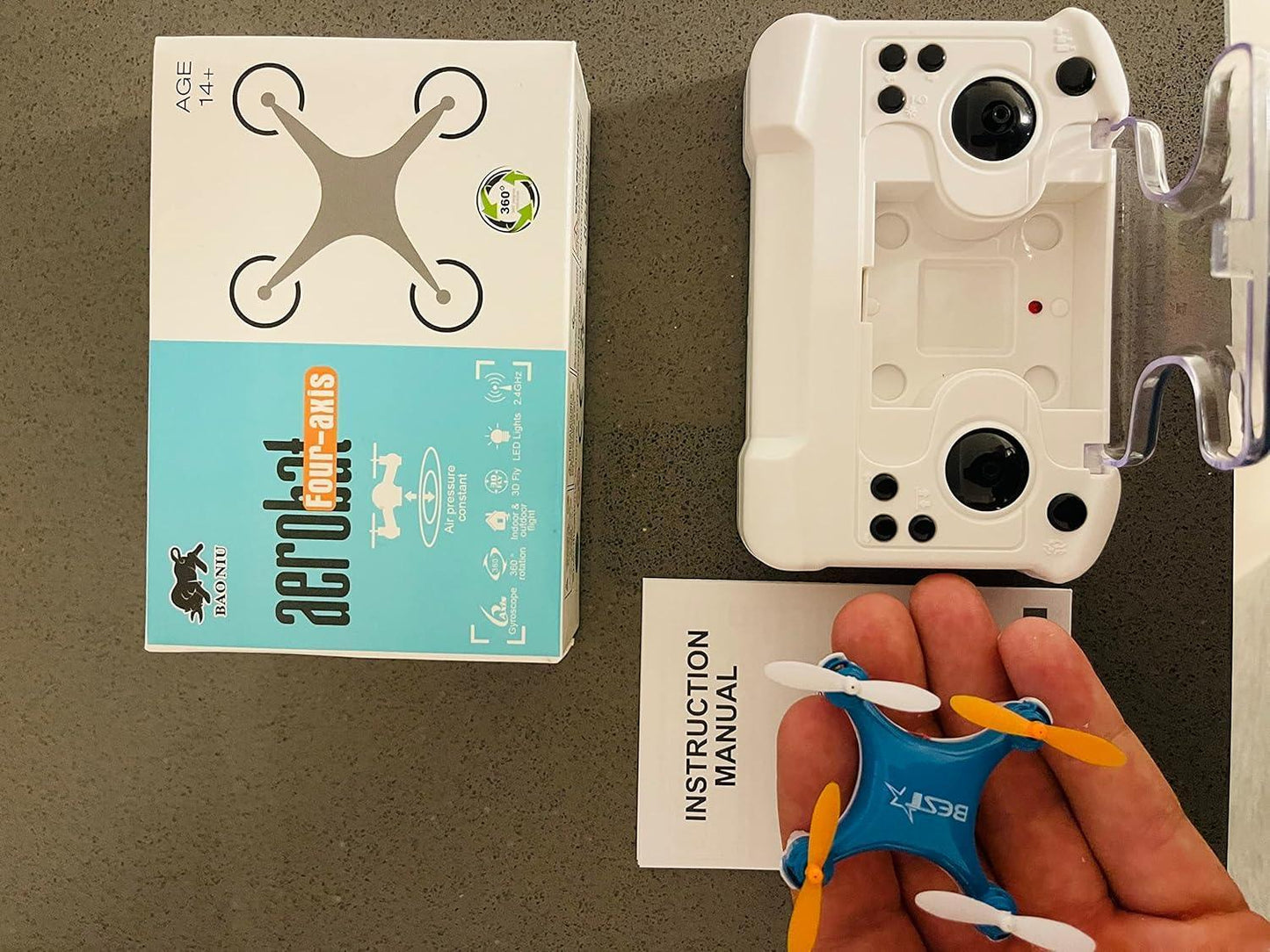 Mini Four-Axis RC Drone – Blue | 360° Flip | Stable Flight | Remote Controlled Toy Drone (Age 14+)