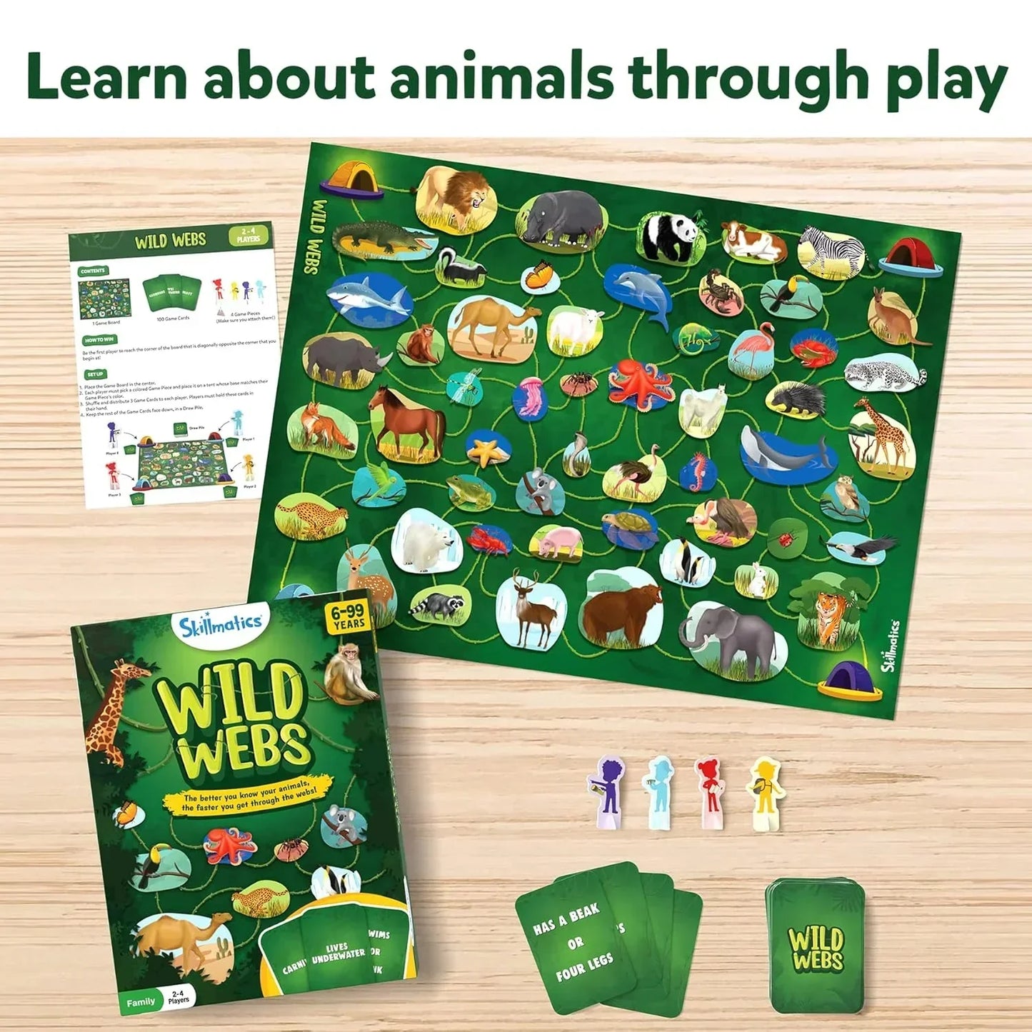 Skillmatics Board Game - Wild Webs, Animal Learning Game, Gifts, Family Friendly Games for Ages 6 and Up,for kids - Jaiman Toys