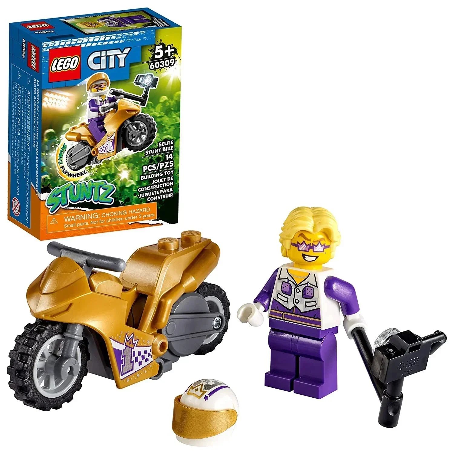 LEGO 60309 Selfie Stunt Bike Fun Selfie Stick Stunt Bike Toy (14 Pieces) - Jaiman Toys
