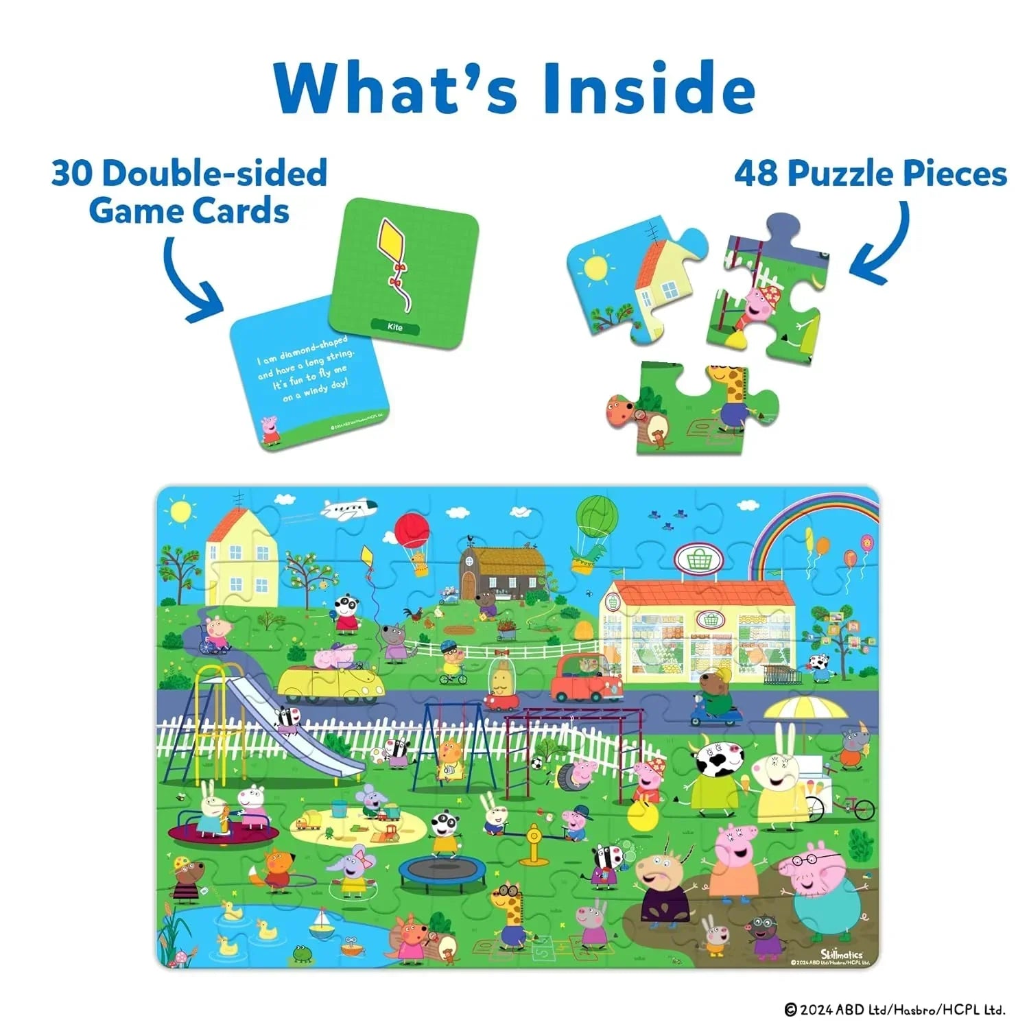 Skillmatics Peppa Pig Floor Puzzle & Game - Piece & Play, Jigsaw & Toddler Puzzles, Educational Toy, Gifts for Girls & Boys Ages 3, 4, 5, 6, 7 (48 Pieces, 3 x 2 feet) - Jaiman Toys