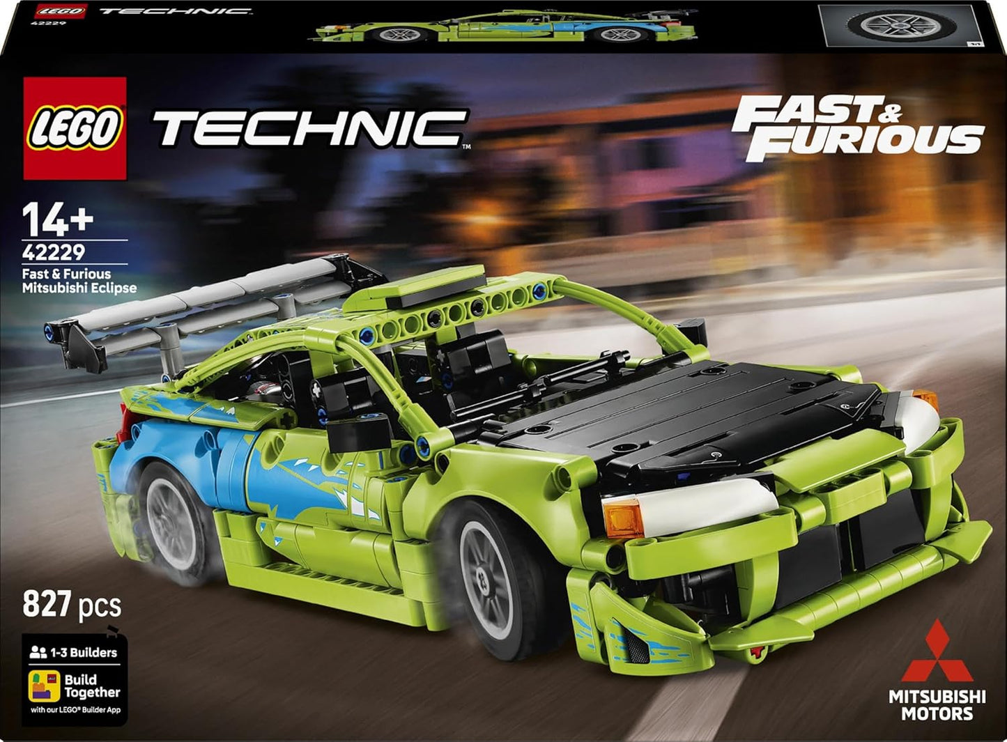 Lego 42229 Technic, Fast and Furious Mitsubishi Eclipse Car, Toy, Birthday, Present, Blocks, Boys, Girls, 14, 15, 16, Middle School, Vehicle, Mini Car