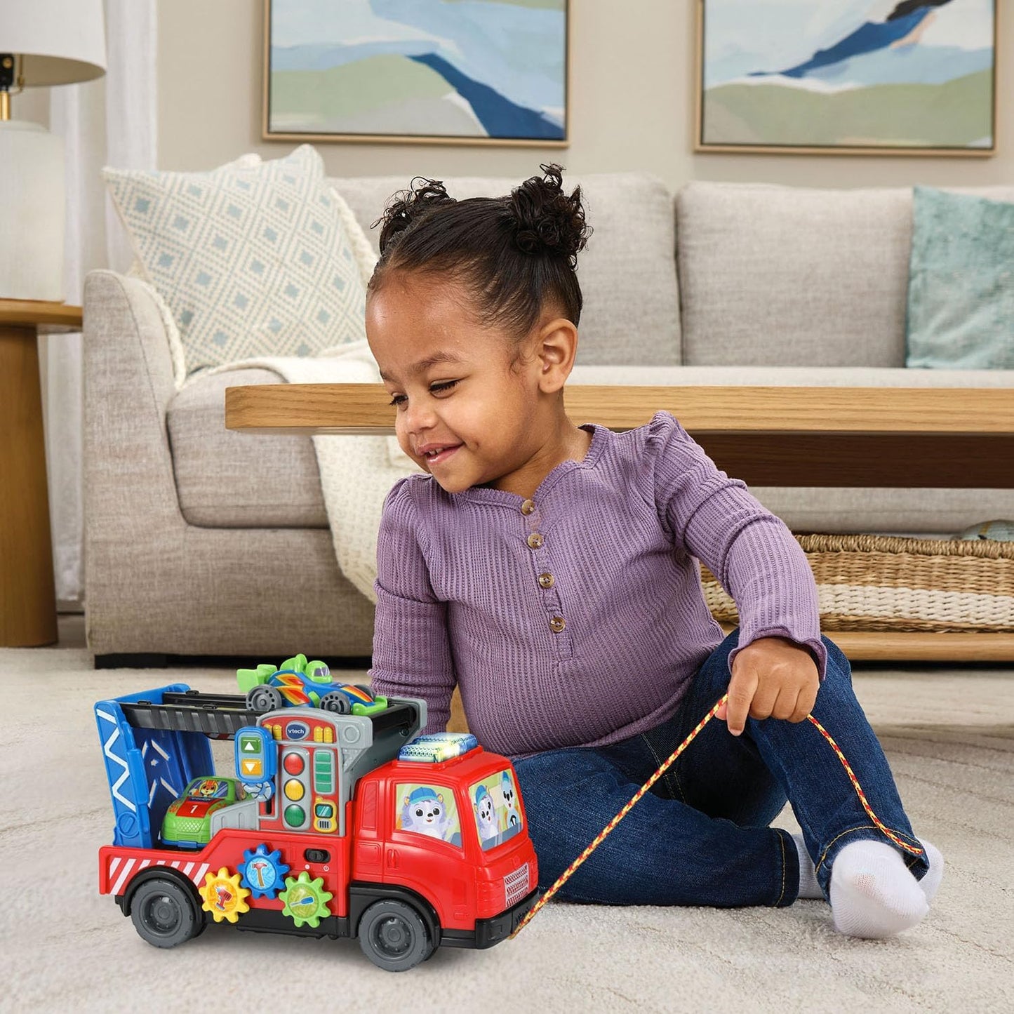 VTech 3-in-1 Fix and Haul Truck | Interactive Tow Truck, Car Carrier & Repair Playset with Lights, Sounds, Tool Activities and 2 Smart Cars