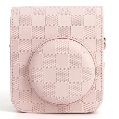 Checkmate Style – Chess Board PU Leather Camera Case for Instax Mini 12 with Adjustable Strap - Blossom Pink - Jaiman Toys