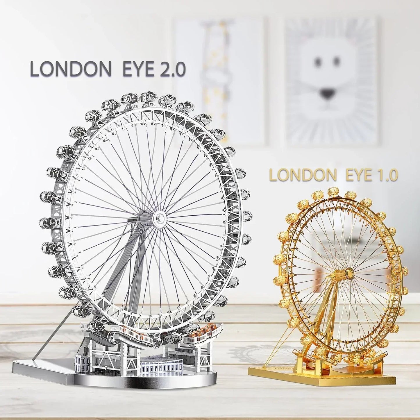 Piececool 3D Metal Puzzle London Eye (Large) Ferris Wheel Model – 141 Pieces – Level 3 Difficulty – Stainless Steel DIY Model Kit
