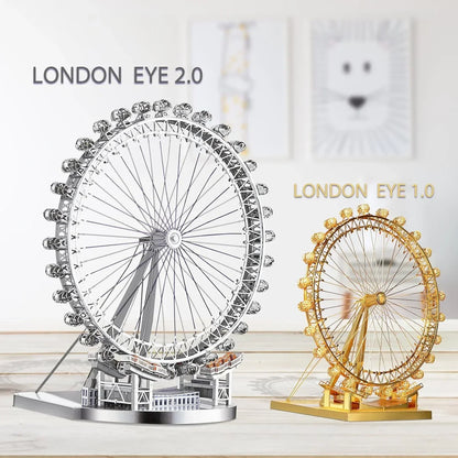 Piececool 3D Metal Puzzle London Eye (Large) Ferris Wheel Model – 141 Pieces – Level 3 Difficulty – Stainless Steel DIY Model Kit