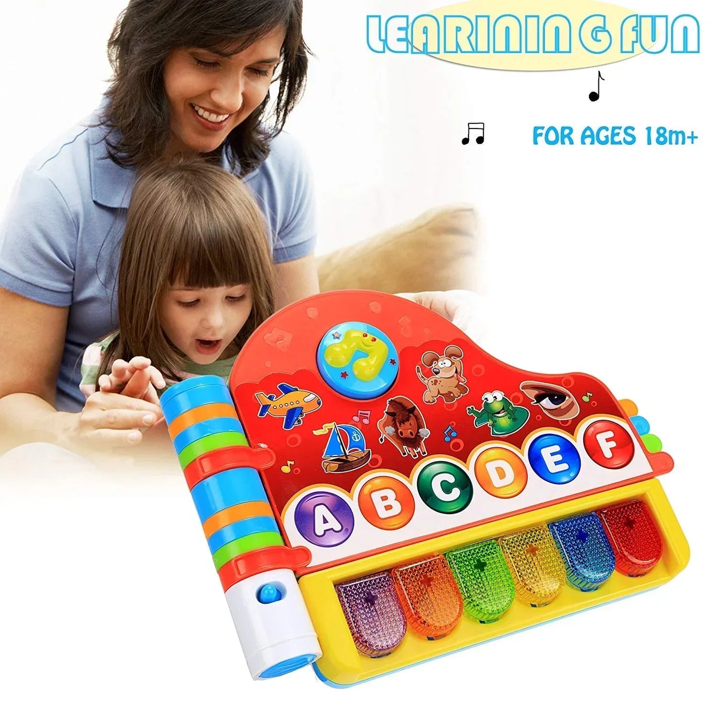 Phonics Piano for Kids – Infant Learning Toy with Lights, Music, and ABC Keys | Musical Instrument Gift for Toddlers Ages 18+ Months - Jaiman Toys