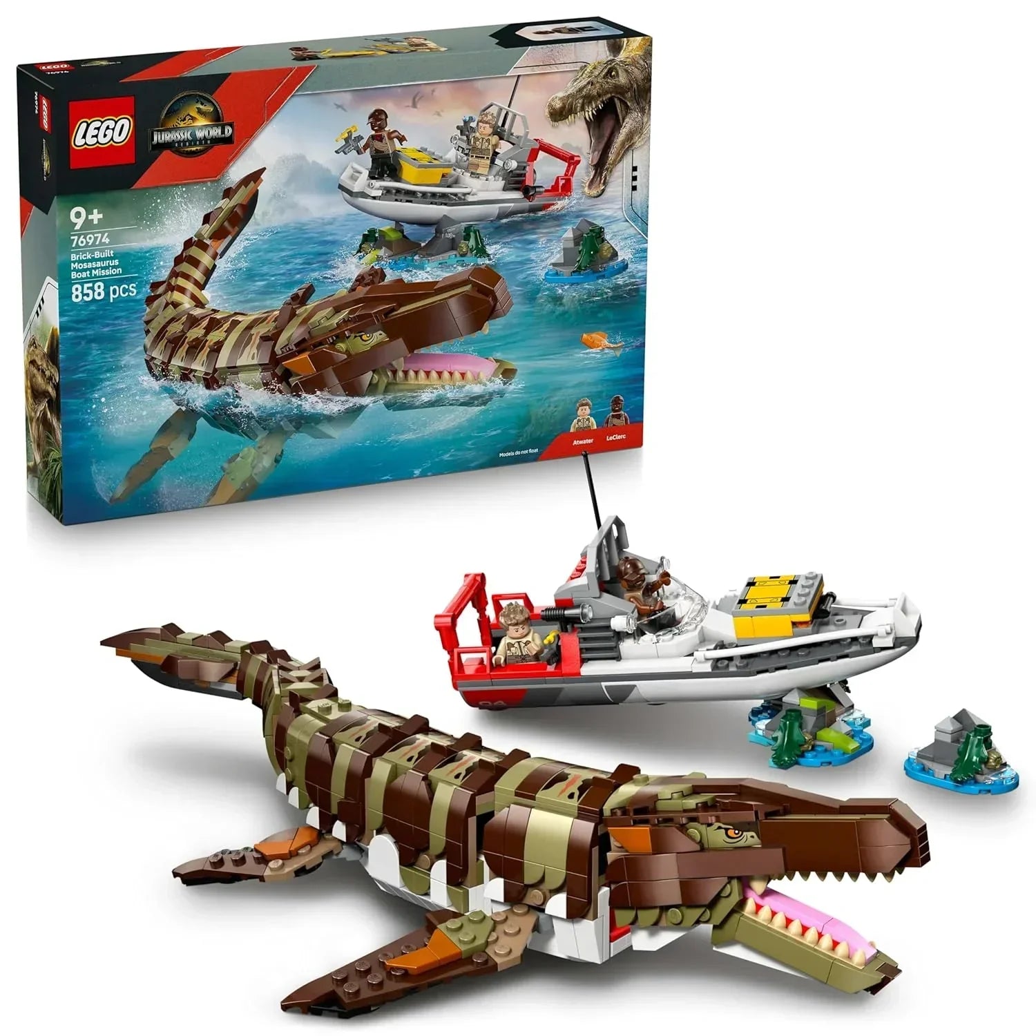 LEGO Jurassic World Brick-Built Mosasaurus Boat Mission Toy Dinosaur Set 76974 Building Blocks Toys for 9+ Gift for Boys and Girls - Jaiman Toys