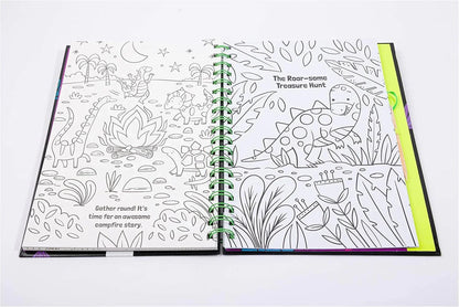 Dinosaur Scratch Art Activity Book for Kids –  Scratch Pages, Colouring Sheets, Stylus & Bonus Story